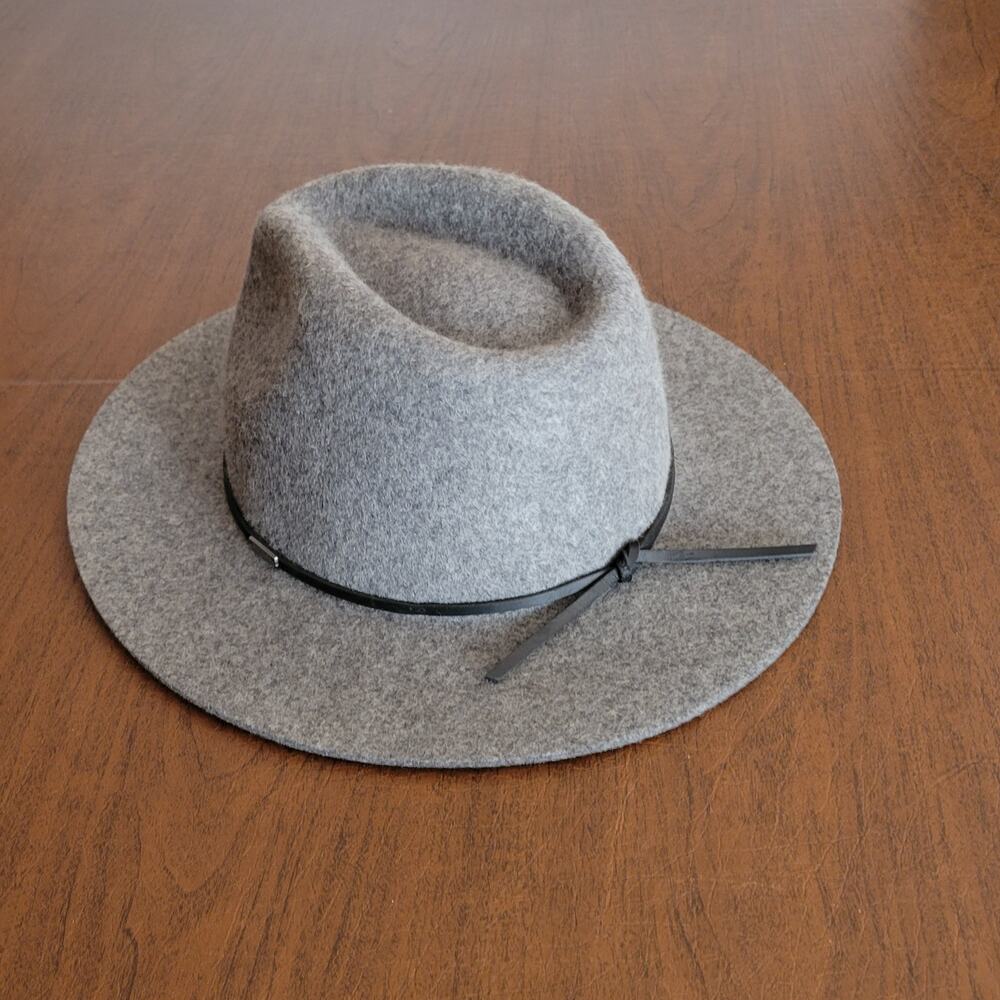 Brixton Hat Wesley Fedora Medium 100% Wool Felt Heather Gray New With Tags